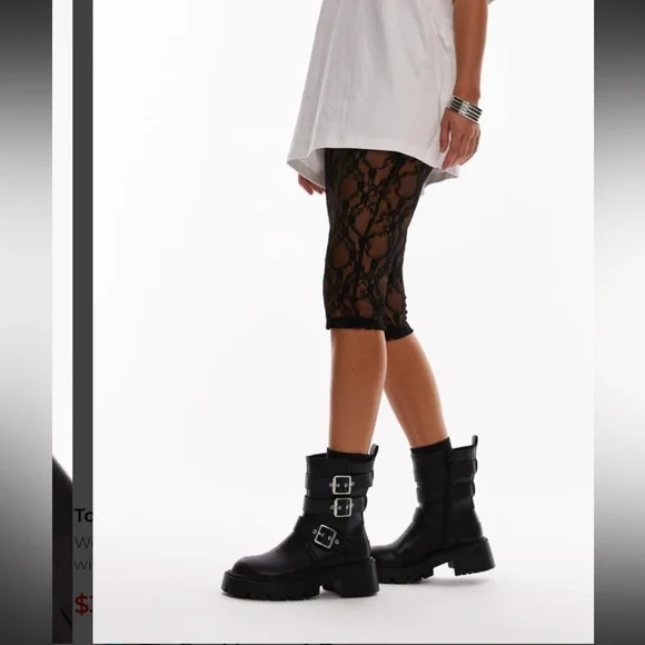 Topshop Black Moto Boots with Buckles - Picture 3 of 6